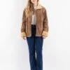 Vintage 90's Women Suede Sherpa Jacket In Brown