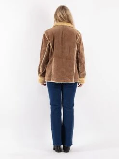 Vintage 90's Women Suede Sherpa Jacket In Brown -Northern Grip Vintage 90s Women Suede Sherpa Jacket 0851
