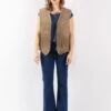 Vintage 90's Women Suede Sherpa Vest In Beige
