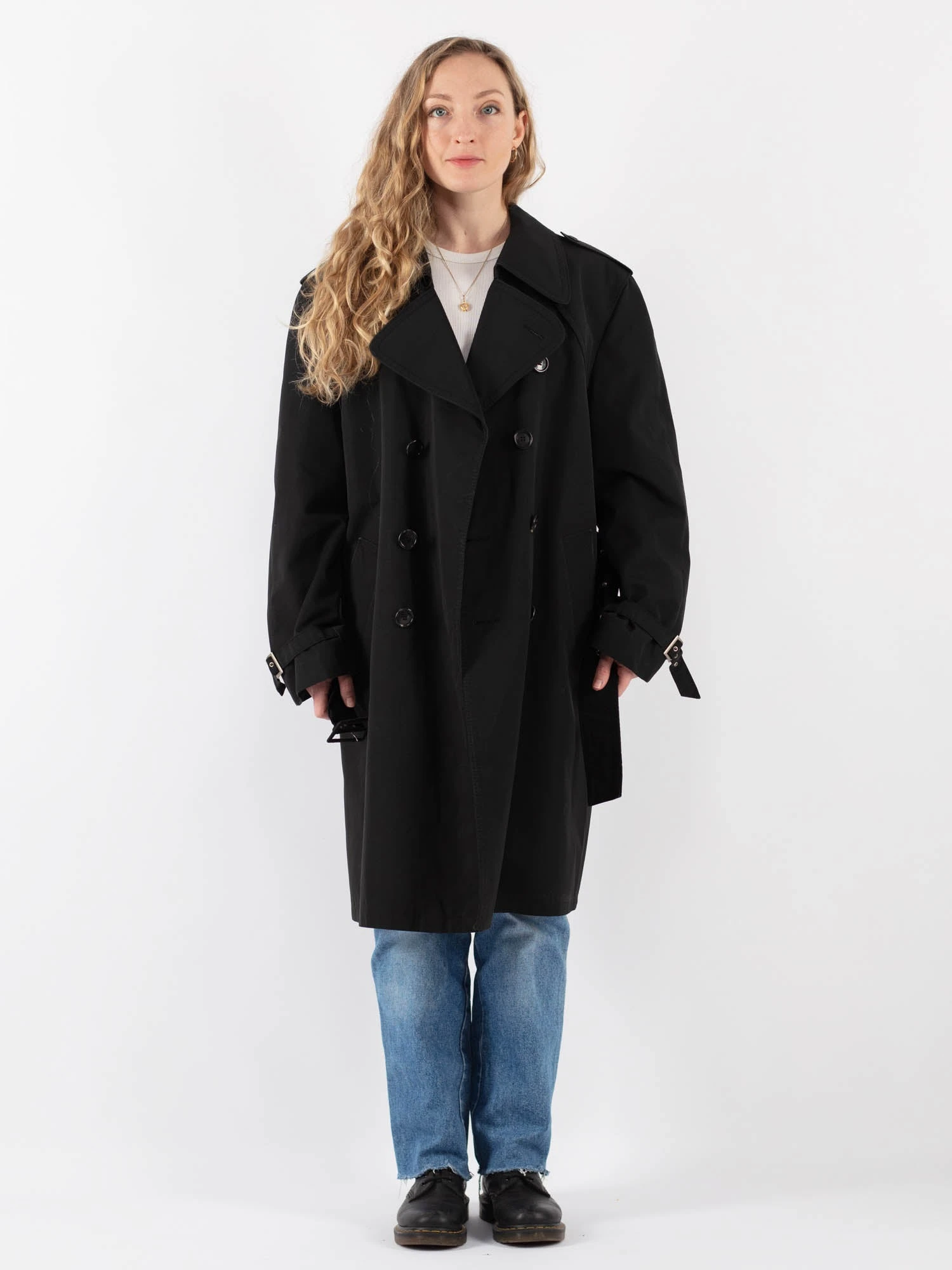 Vintage 90's Women Trench Coat In Black 1 Vintage 90's Women Trench Coat In Black