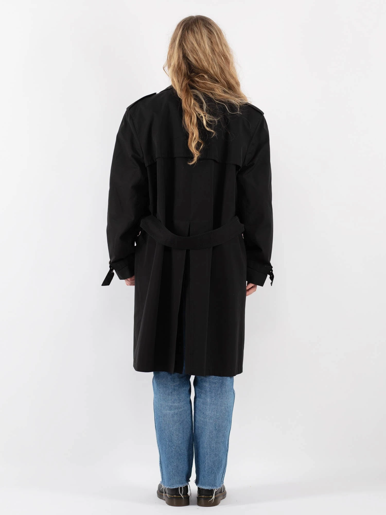 Vintage 90's Women Trench Coat In Black 2 Vintage 90's Women Trench Coat In Black - Image 2