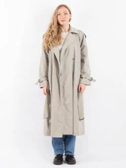 Vintage 90's Women Trench Coat In Gray