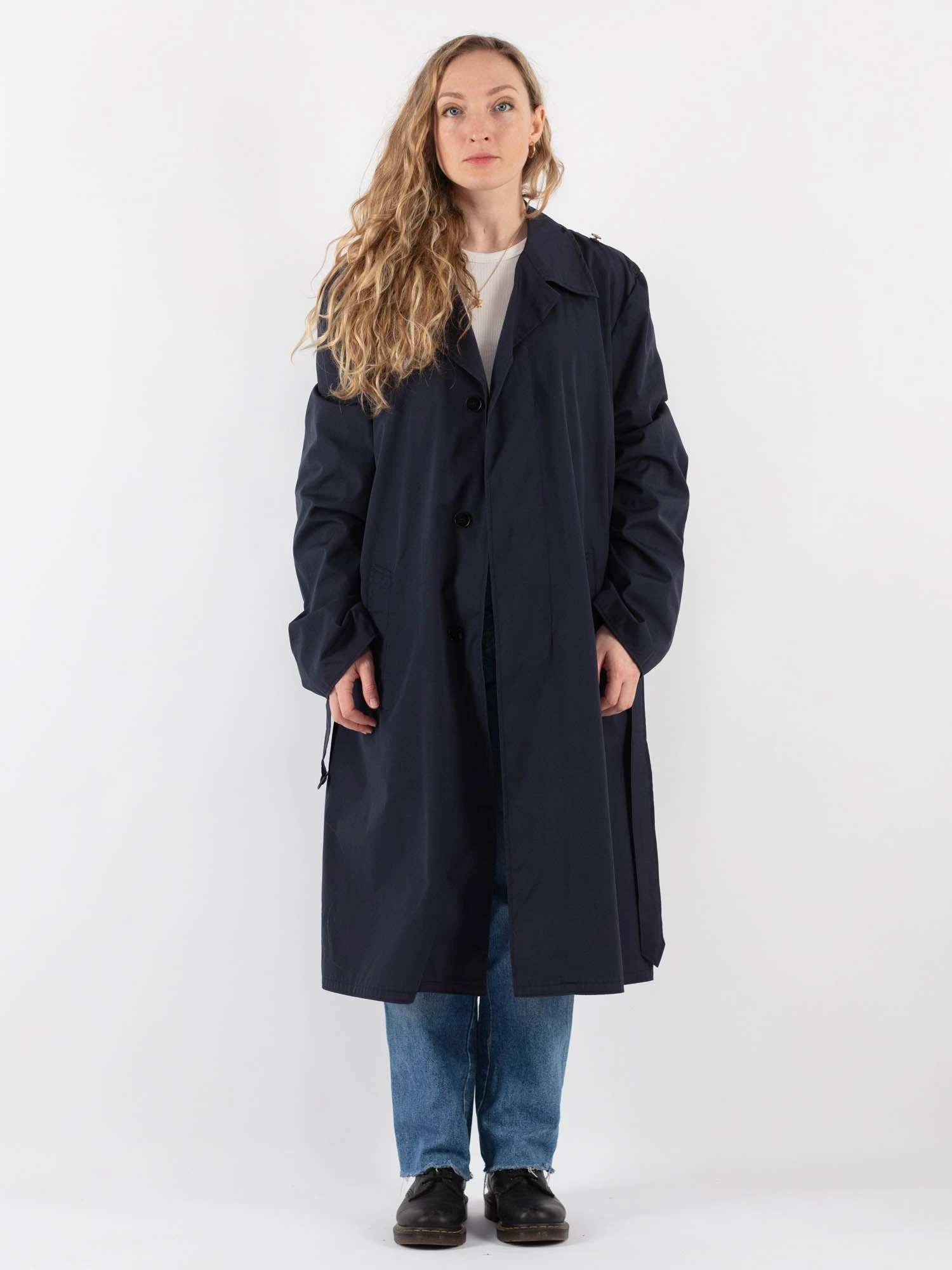 Vintage 90's Women Trench Coat In Blue 1 Vintage 90's Women Trench Coat In Blue