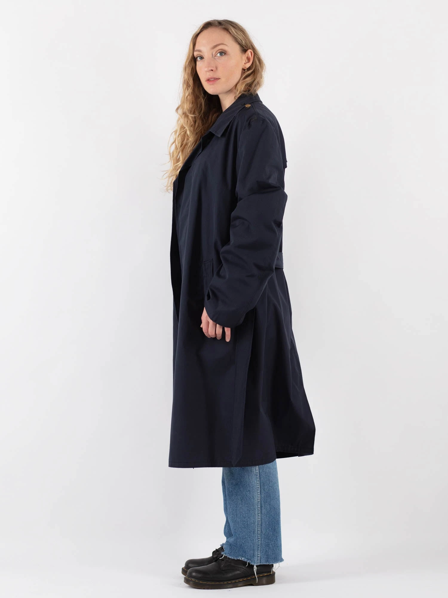 Vintage 90's Women Trench Coat In Blue 3 Vintage 90's Women Trench Coat In Blue - Image 3