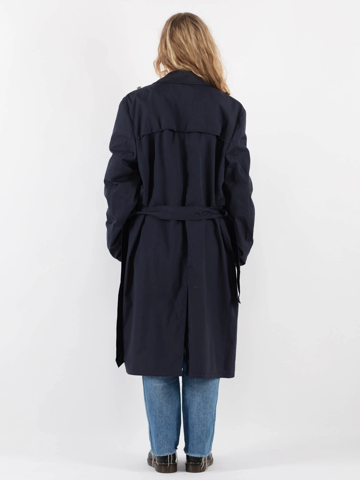 Vintage 90's Women Trench Coat In Blue 2 Vintage 90's Women Trench Coat In Blue - Image 2