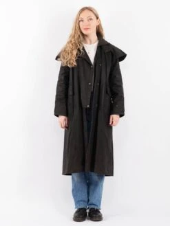 Vintage 90's Women Driza-Bone Waxed Cotton Coat In Black
