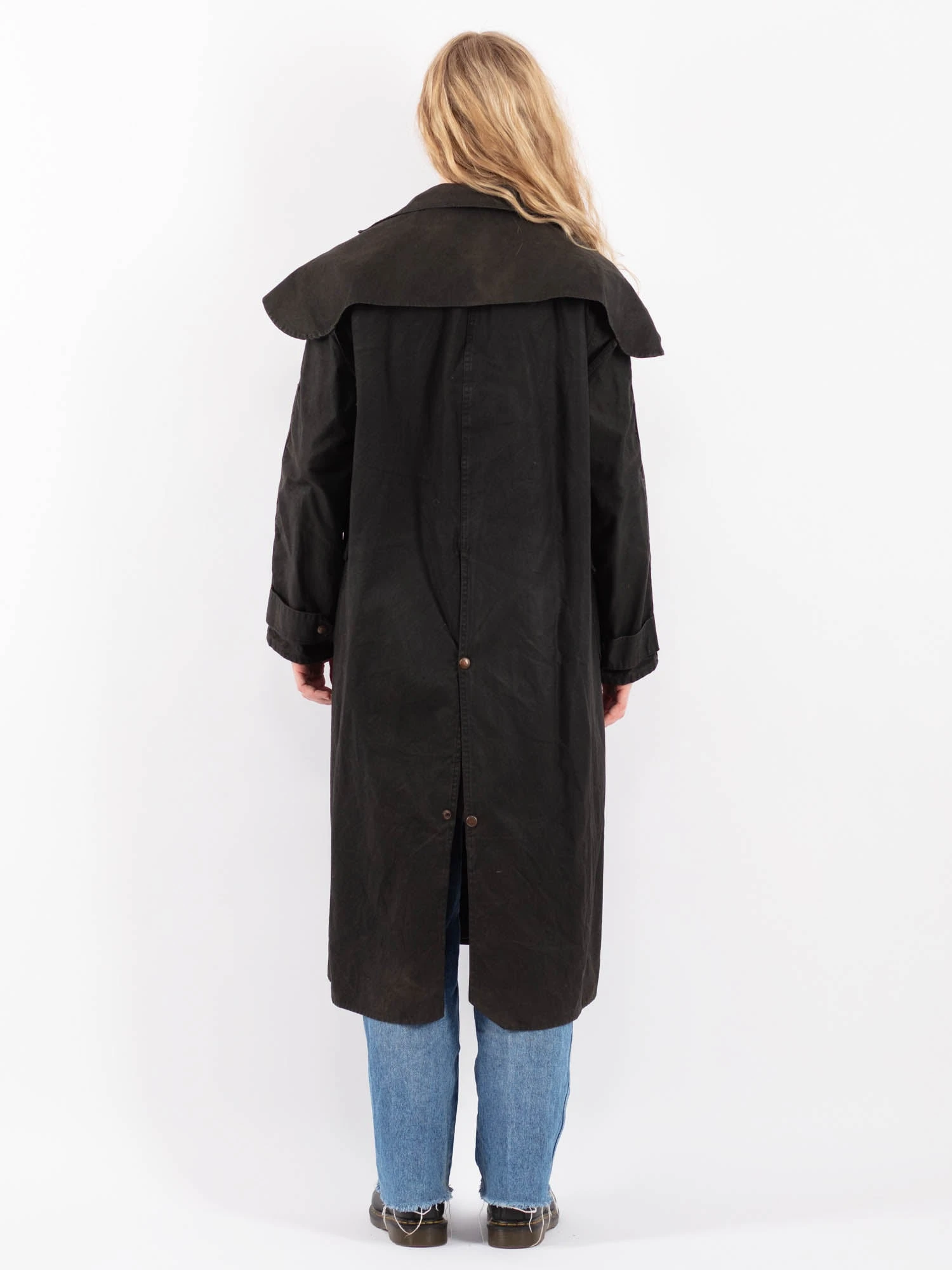 Vintage 90's Women Driza-Bone Waxed Cotton Coat In Black 2 Vintage 90's Women Driza-Bone Waxed Cotton Coat In Black - Image 2