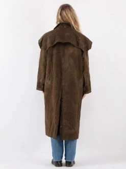 Vintage 90's Women Waxed Canvas Coat In Green -Northern Grip Vintage 90s Women Waxed Cotton Coat 0603