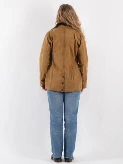 Vintage 90's Women Waxed Canvas Jacket In Beige -Northern Grip Vintage 90s Women Waxed Cotton Jacket 0162