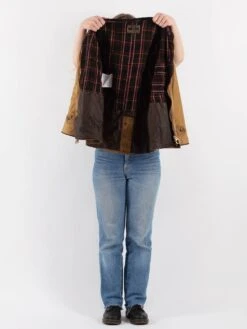 Vintage 90's Women Waxed Canvas Jacket In Beige -Northern Grip Vintage 90s Women Waxed Cotton Jacket 0163