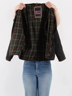 Vintage 90's Women Waxed Canvas Jacket In Faded Black -Northern Grip Vintage 90s Women Waxed Cotton Jacket 0410