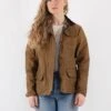 Vintage 90's Women Waxed Canvas Jacket In Sand Brown