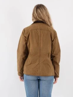 Vintage 90's Women Waxed Canvas Jacket In Sand Brown -Northern Grip Vintage 90s Women Waxed Cotton Jacket 0433