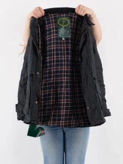 Vintage 90's Women Waxed Canvas Jacket In Blue -Northern Grip Vintage 90s Women Waxed Cotton Jacket 0474