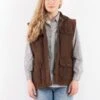 Vintage 90's Women Waxed Cotton Vest In Brown