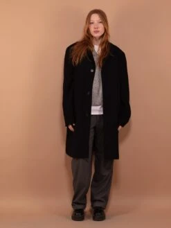 Vintage 90's Women Wool Blend Coat In Black