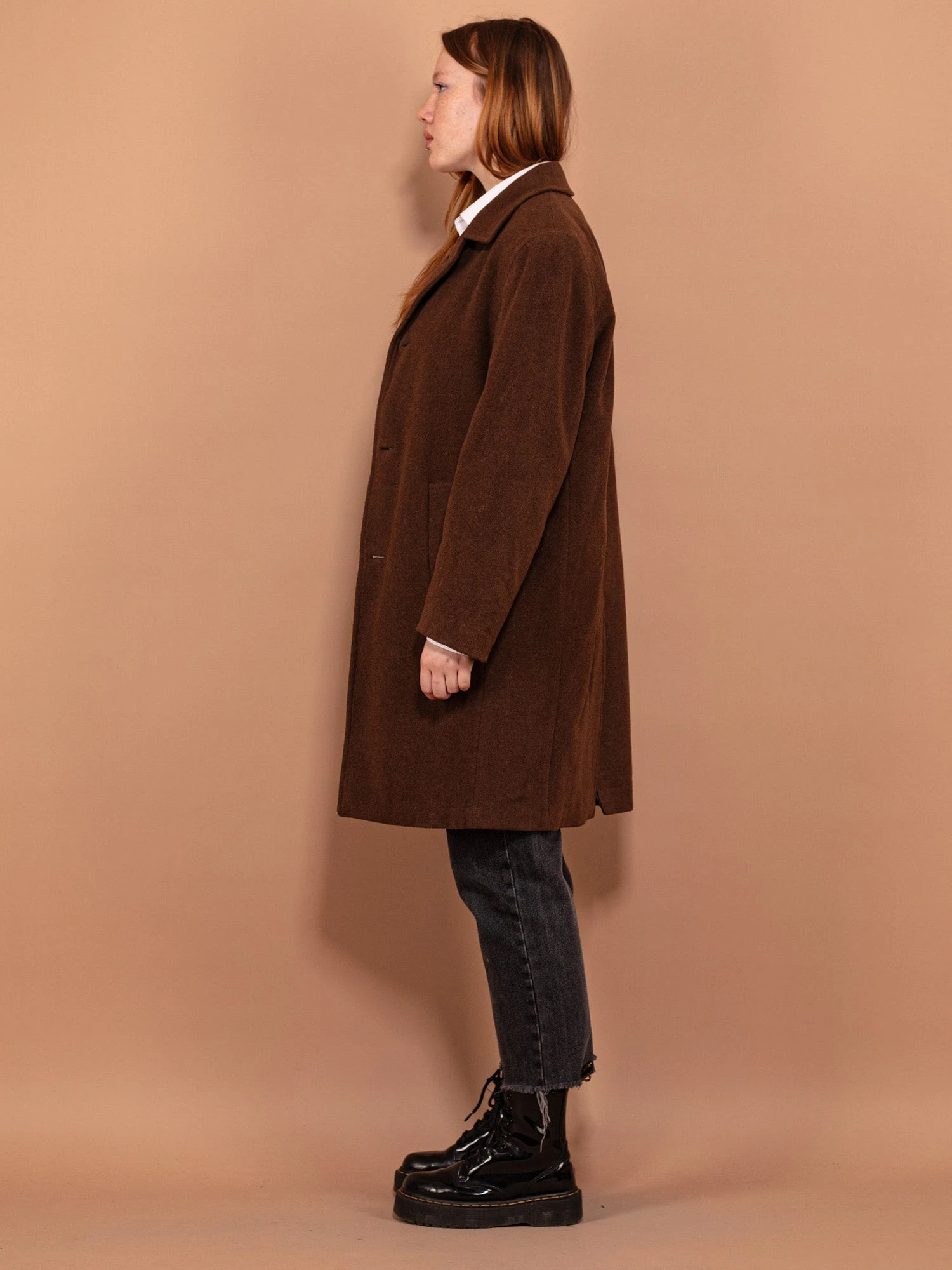 Vintage 90's Women Wool Blend Coat In Brown 3 Vintage 90's Women Wool Blend Coat In Brown - Image 3