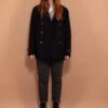 Vintage 90's Women Wool Blend Peacoat In Navy Blue