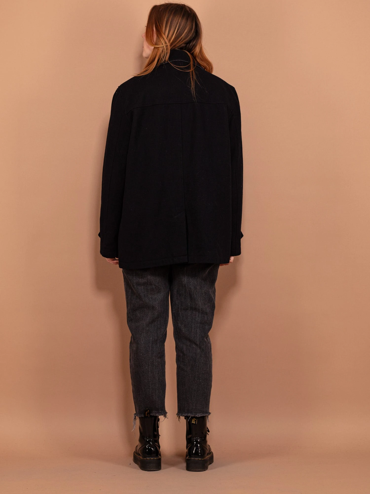 Vintage 90's Women Wool Blend Peacoat In Navy Blue 2 Vintage 90's Women Wool Blend Peacoat In Navy Blue - Image 2