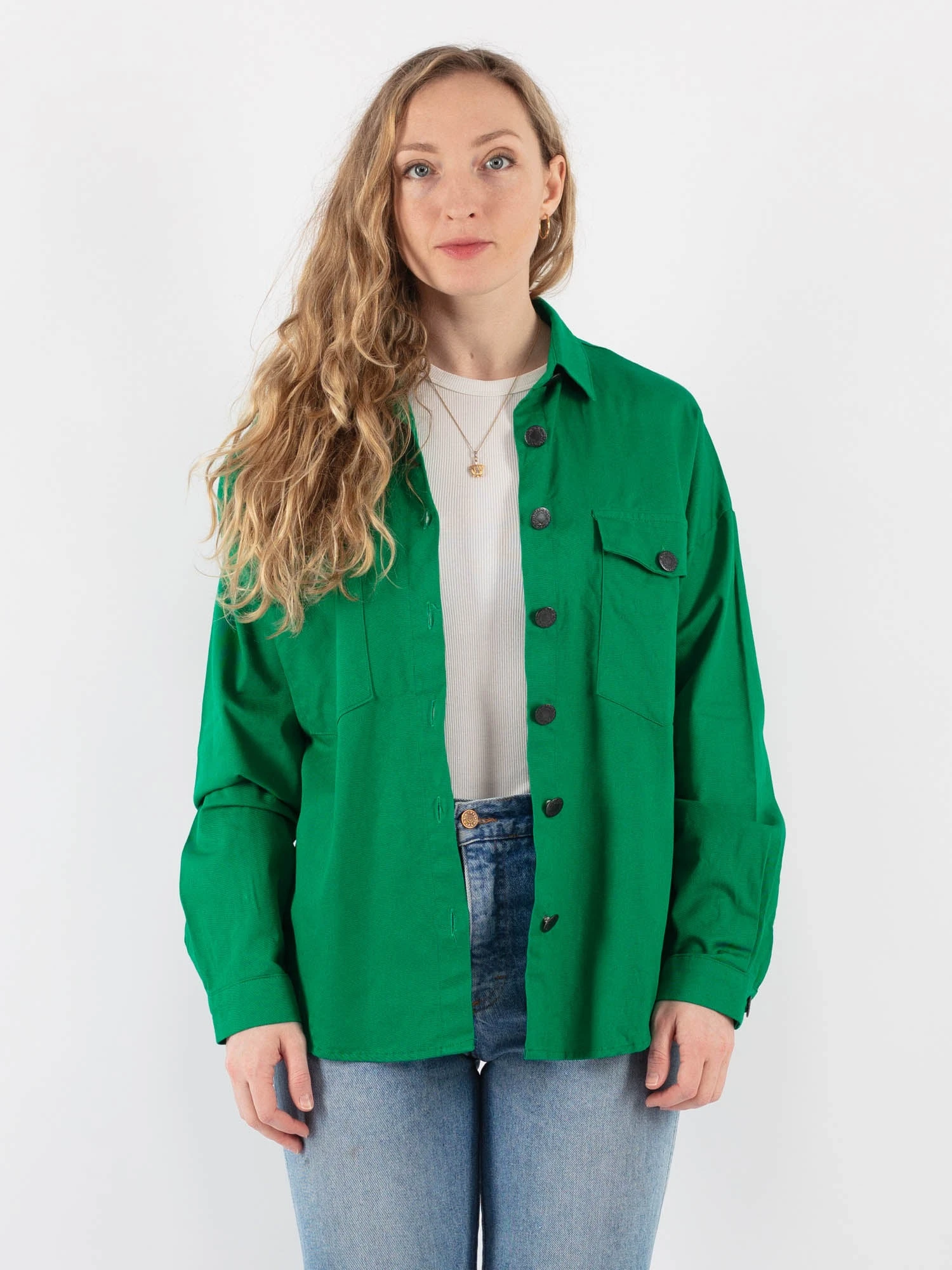Vintage 90's Women Work Shirt In Green 1 Vintage 90's Women Work Shirt In Green