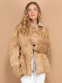Vintage 70's Women Reversible Fur Coat In Beige -Northern Grip Vintage Beige Fur Coat 70s Women Outerwear