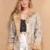 Vintage 70's Women Reversible Fur Coat In Beige