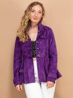 Vintage 00's Women Suede Jacket In Purple