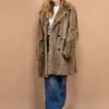 Vintage 80's Women Oversized Fur Coat In Beige