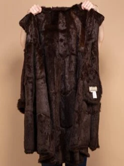 Vintage 70's Women Rabbit Fur Coat In Brown -Northern Grip Vintage Women Lapin Fur Coat 70s Outerwear3