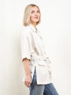 Vintage 80's Women Beige Jacket -Northern Grip Vintage beige light summer jacket women 80s clothing.2