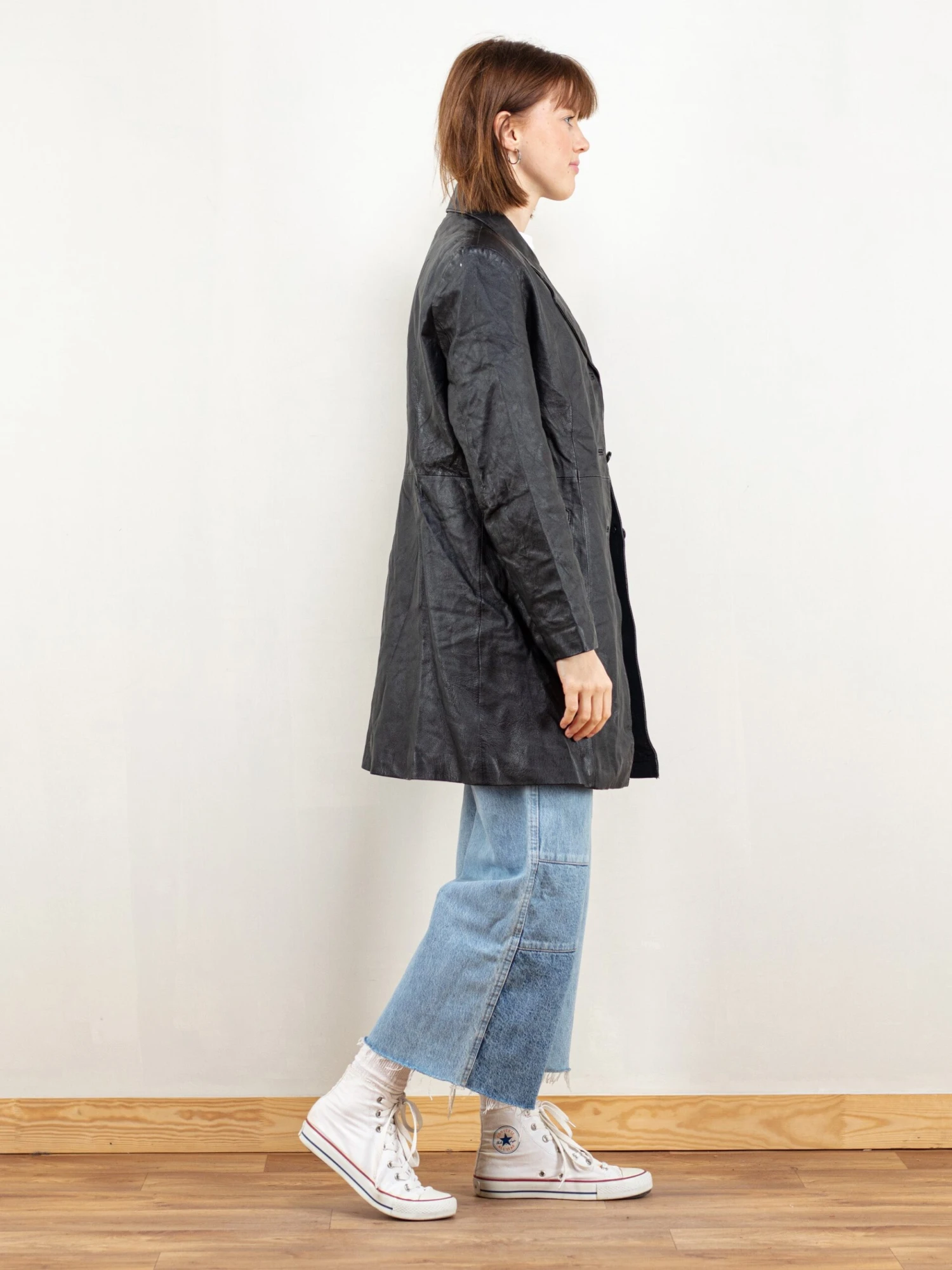 Vintage 80's Women Black Leather Coat 4 Vintage 80's Women Black Leather Coat - Image 4