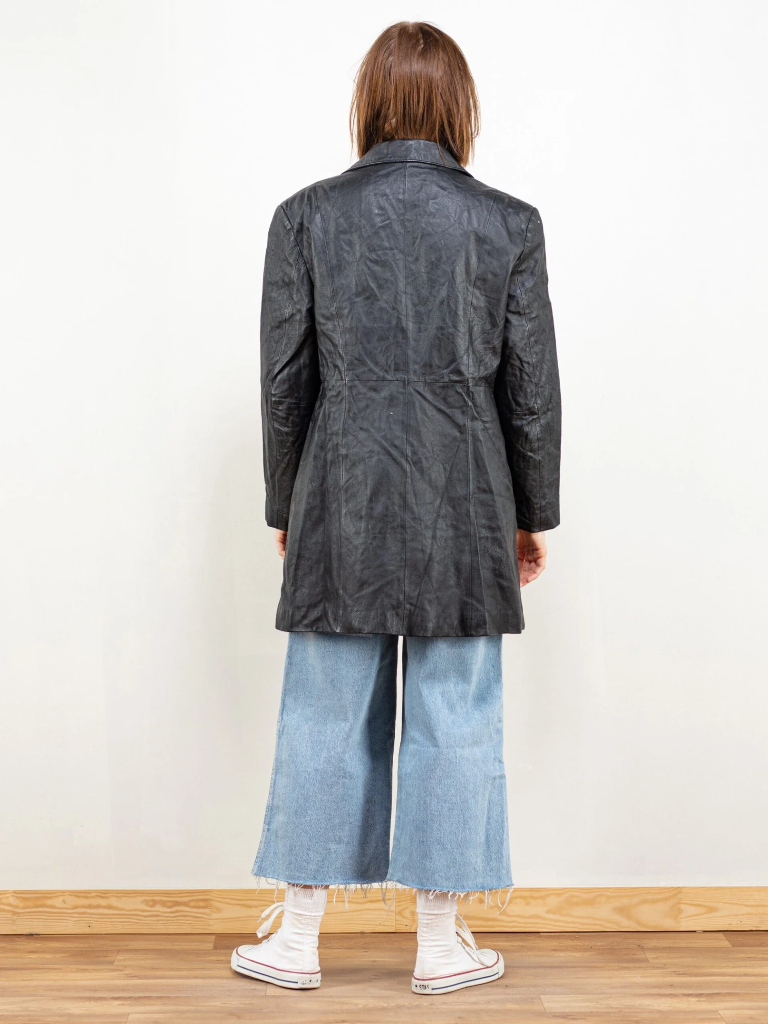 Vintage 80's Women Black Leather Coat 2 Vintage 80's Women Black Leather Coat - Image 2