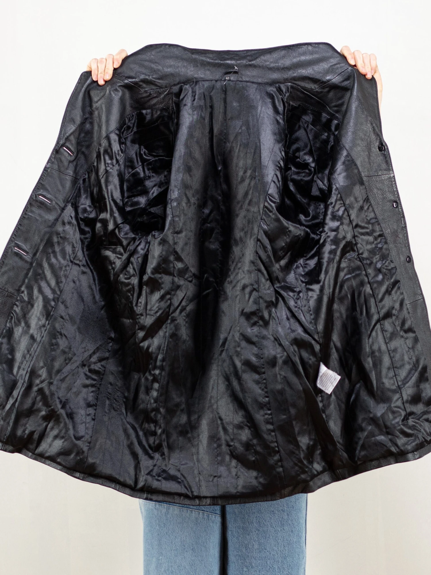 Vintage 80's Women Black Leather Coat 5 Vintage 80's Women Black Leather Coat - Image 5