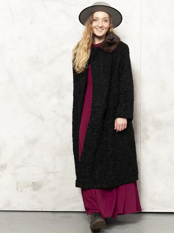 Vintage 60's Women Black Fur Coat 1 Vintage 60's Women Black Fur Coat