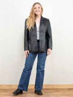 Vintage 80's Women Black Leather Jacket