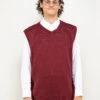 Vintage 90's Sweater Waistcoat Vest In Bordo
