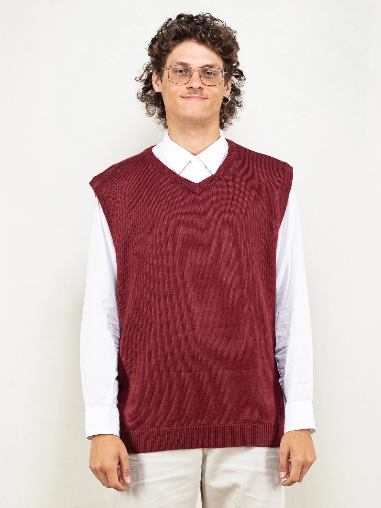 Vintage 90's Sweater Waistcoat Vest In Bordo 1 Vintage 90's Sweater Waistcoat Vest In Bordo