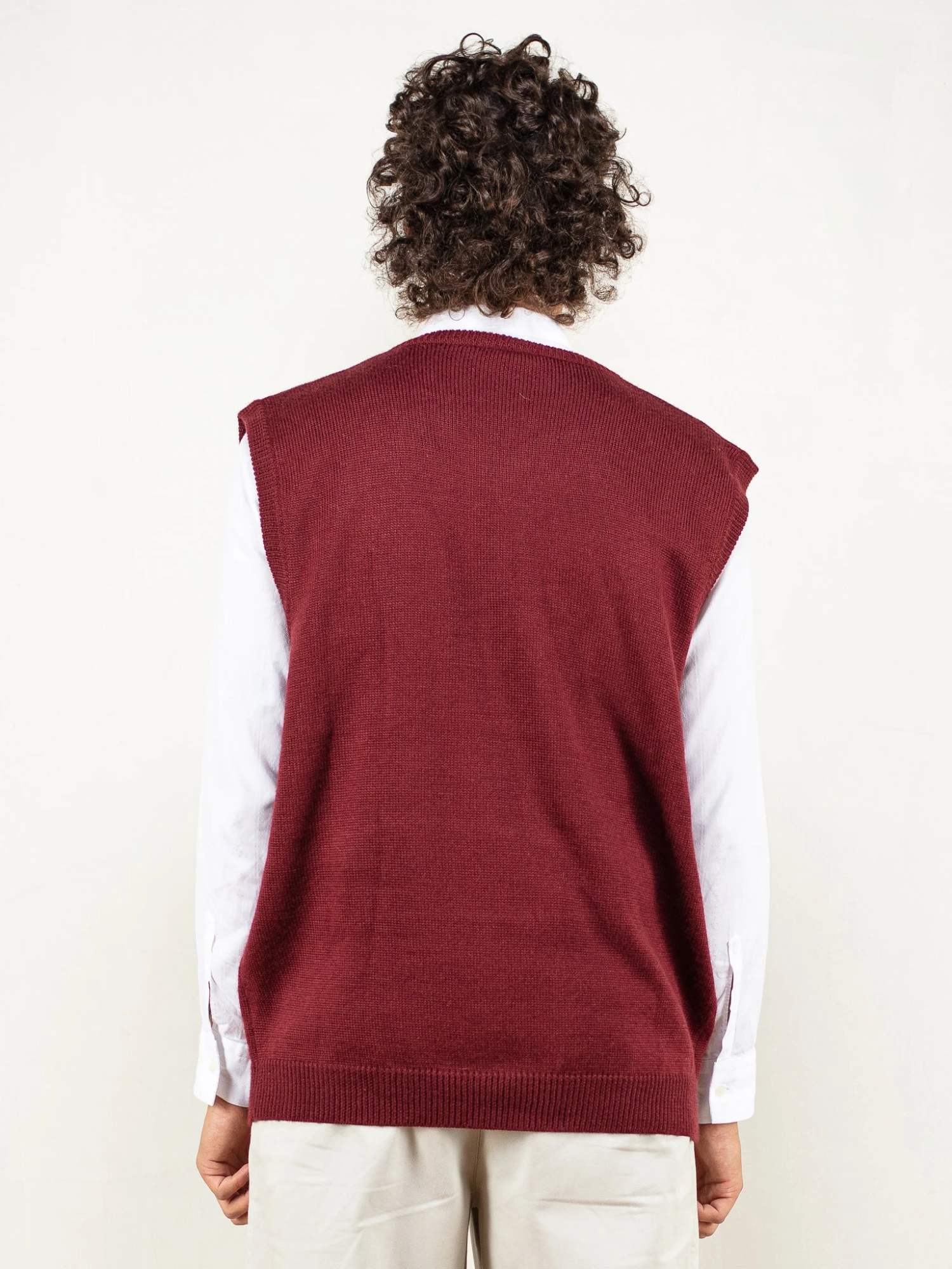 Vintage 90's Sweater Waistcoat Vest In Bordo 2 Vintage 90's Sweater Waistcoat Vest In Bordo - Image 2