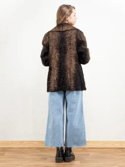 Vintage 70's Women Curly Fur Jacket -Northern Grip Vintage brown curly fur jacket women 70s clothing05M 225