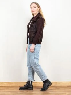 Vintage 70's Women Fur And Knit Jacket 8 Vintage 70's Women Fur And Knit Jacket -Northern Grip Vintage brown fur knit jacket women 70s clothing30M 78