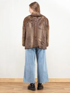 Vintage 70's Women Real Fur Jacket -Northern Grip Vintage brown real fur jacket women 70s clothing05M 297