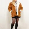 Vintage 80's Women Brown Suede Sherpa Coat