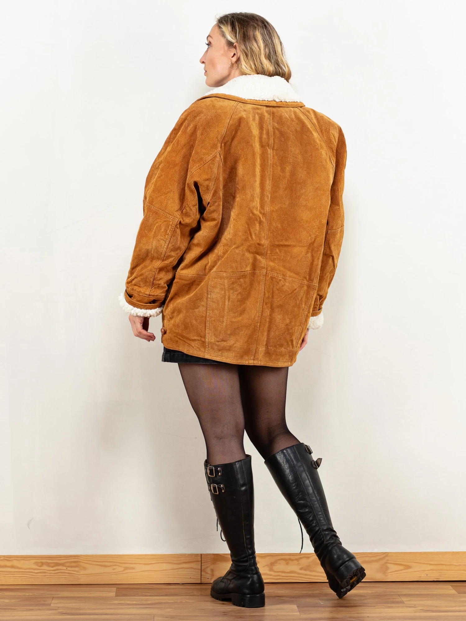 Vintage 80's Women Brown Suede Sherpa Coat 2 Vintage 80's Women Brown Suede Sherpa Coat - Image 2