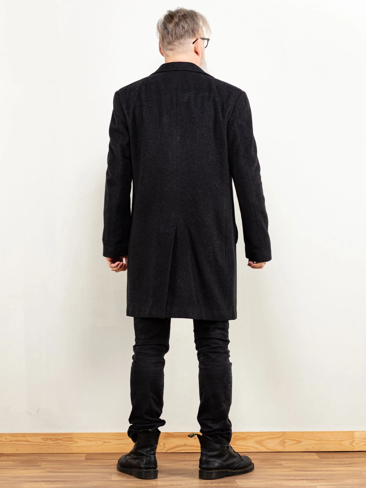 Vintage 90's Men Cashmere Wool Blend Coat In Grey 2 Vintage 90's Men Cashmere Wool Blend Coat In Grey - Image 2