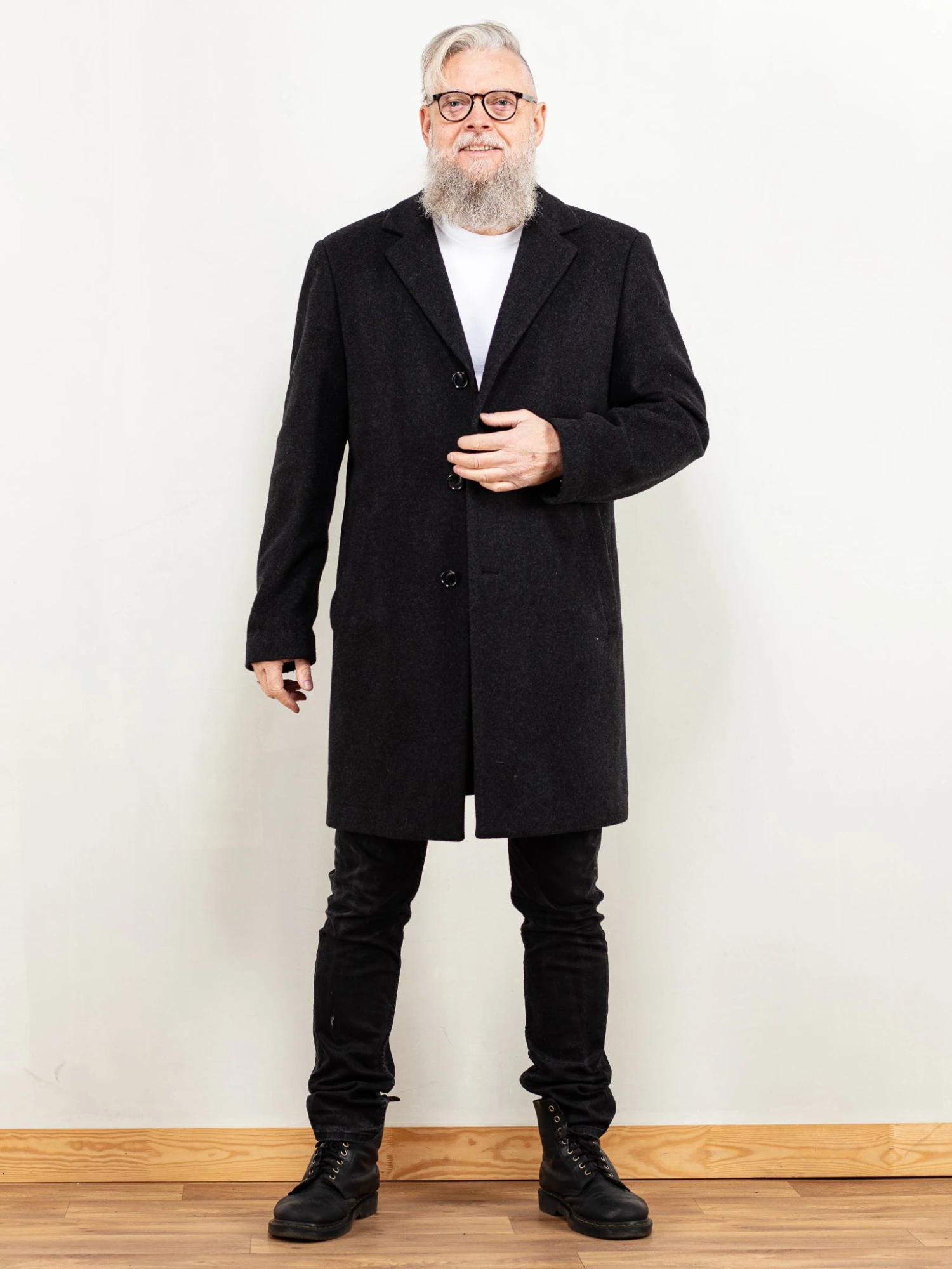 Vintage 90's Men Cashmere Wool Blend Coat In Grey 1 Vintage 90's Men Cashmere Wool Blend Coat In Grey