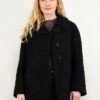 Vintage 70's Women Karakul Fur Short-Coat In Black