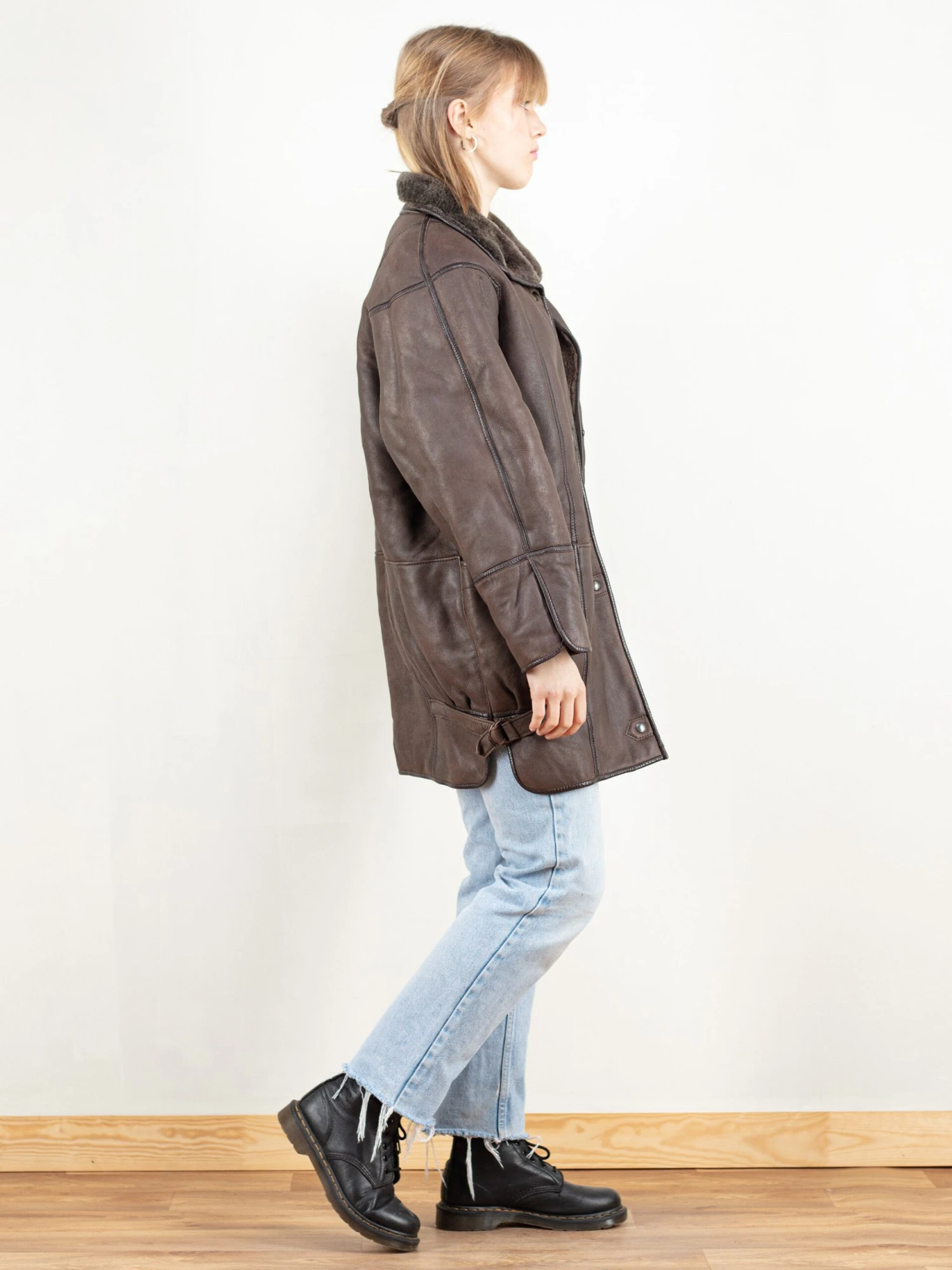 Vintage 70's Women Leather Shearling Coat 4 Vintage 70's Women Leather Shearling Coat - Image 4