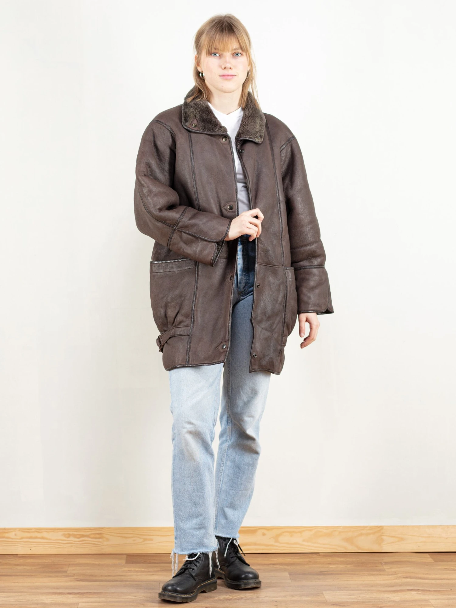 Vintage 70's Women Leather Shearling Coat 5 Vintage 70's Women Leather Shearling Coat - Image 5