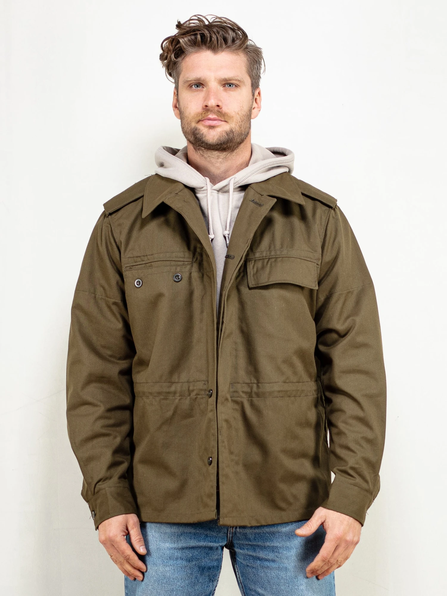 Vintage 70's Men Military Green Jacket 1 Vintage 70's Men Military Green Jacket