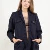 Vintage 90's Women Navy Blue Wool Blend Blazer